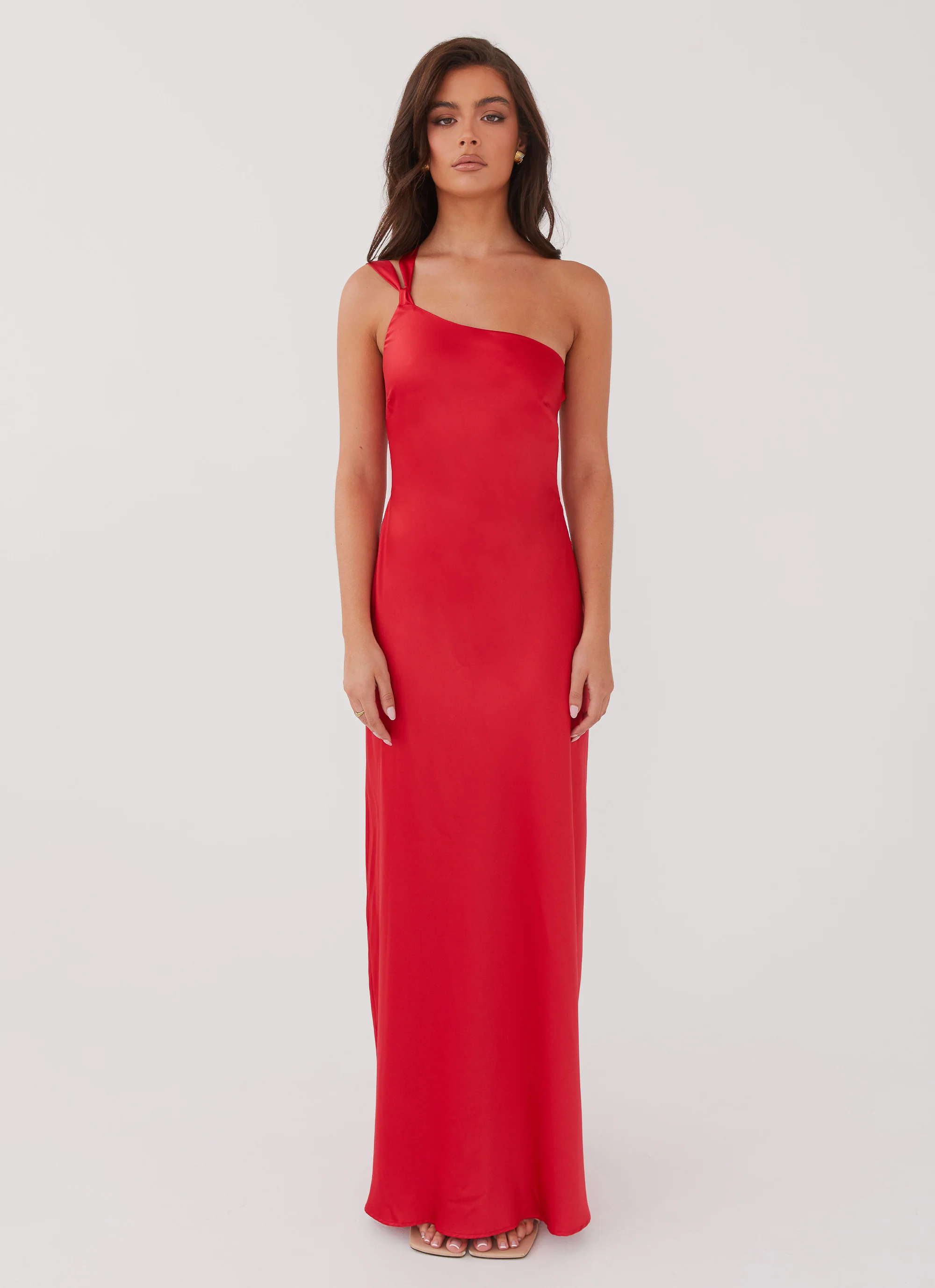 MESHKI Delancy One Shoulder Maxi Dress - Rouge Red