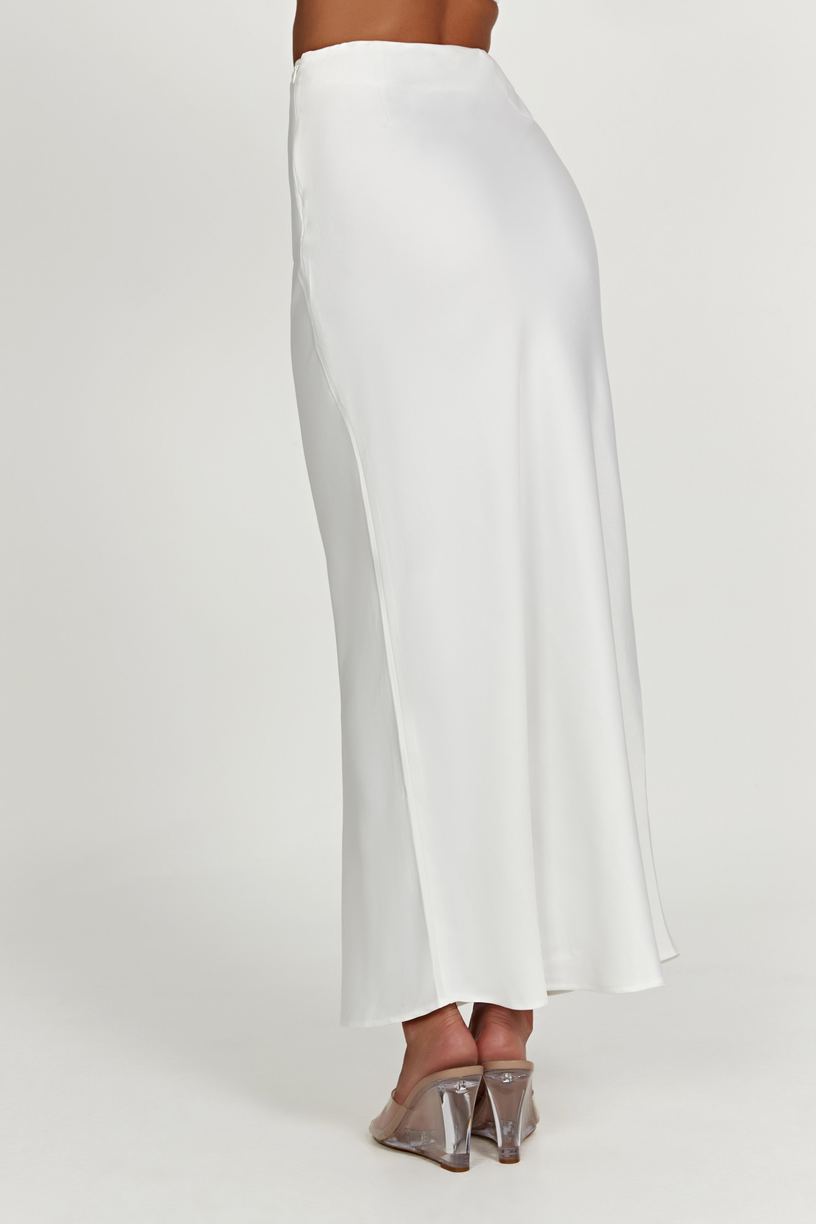 MESHKI Missy Maxi Satin Skirt - White