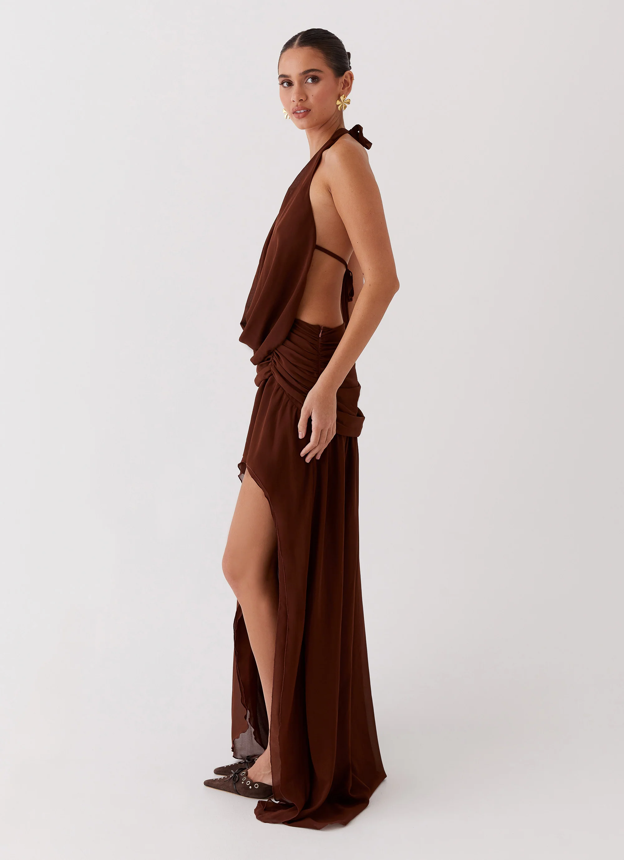 MESHKI Blake Rose Maxi Dress - Brown