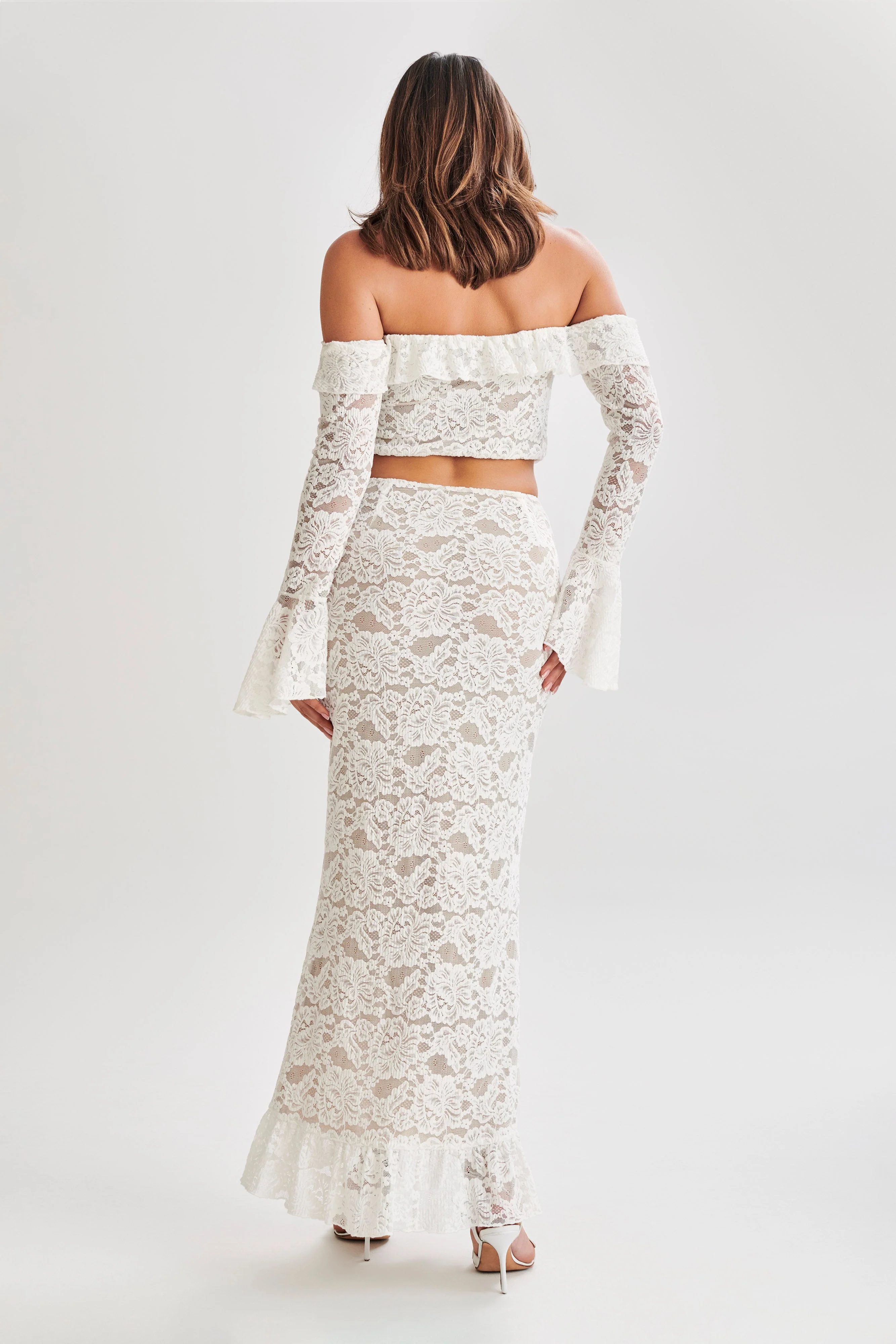 MESHKI Artemis Lace Plisse Maxi Skirt - Ivory