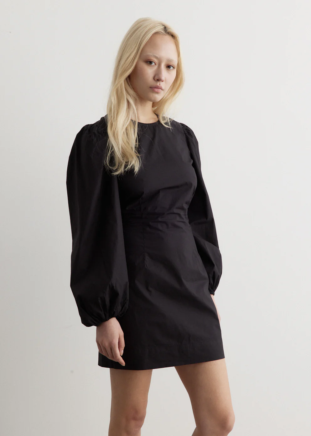 Cotton Poplin Open Back Mini Dress